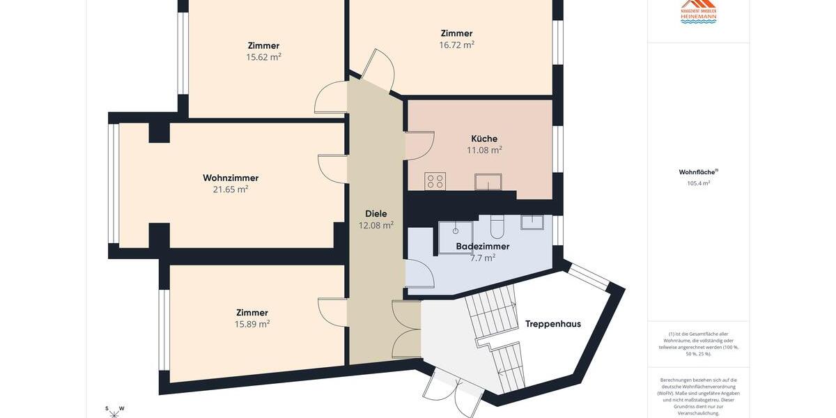 Etagenwohnung Cuxhaven Döse - 4 Zimmer, 105 m&sup2;, 1.318&euro; | Angebot:26634830