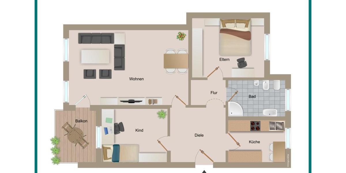 Etagenwohnung Cuxhaven Duhnen - 3 Zimmer, 81 m&sup2;, 850&euro; | Angebot:25329756