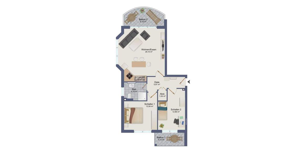 Etagenwohnung Cuxhaven Duhnen - 3 Zimmer, 73 m&sup2;, 520.000&euro; | Angebot:25725878