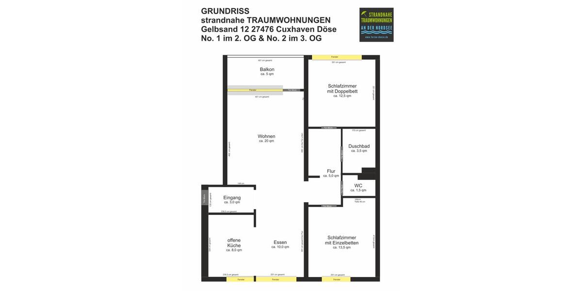 Etagenwohnung Cuxhaven Duhnen - 3 Zimmer, 80 m&sup2;, 1.100&euro; | Angebot:15116124