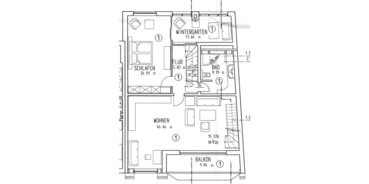 Dachgeschoßwohnung Cuxhaven - 2.5 Zimmer, 135 m&sup2;, 1.118&euro; | Angebot:26004700